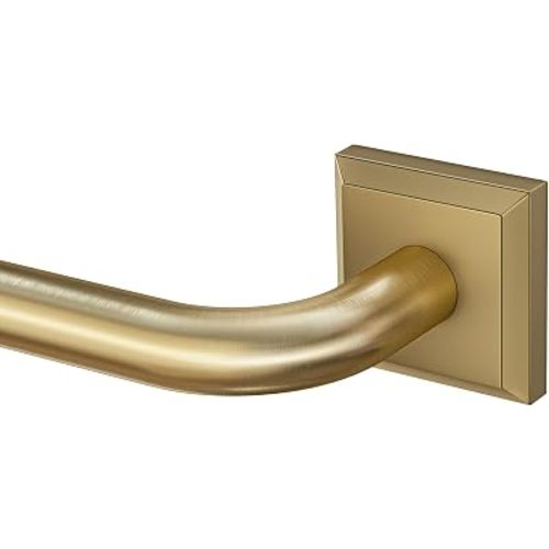 Brushed Gold Curtain Rods for Windows 28-48 Inch, Heavy Duty Wrap Around Blackout Curtain Rod, Adjustable Room Darkening Drapery Rod for Bedroom, Living Room & Sliding Door