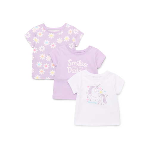 Garanimals Baby Girls Graphic Tee with Short Sleeves, 3-Pack, Sizes 0M-24M