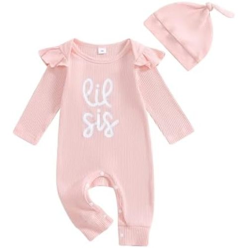 Newborn Baby Boy Coming Home Outfit Little Brother Outfits Long Sleeve Romper Waffle Knit Jumpsuit Hat Fall Clothes