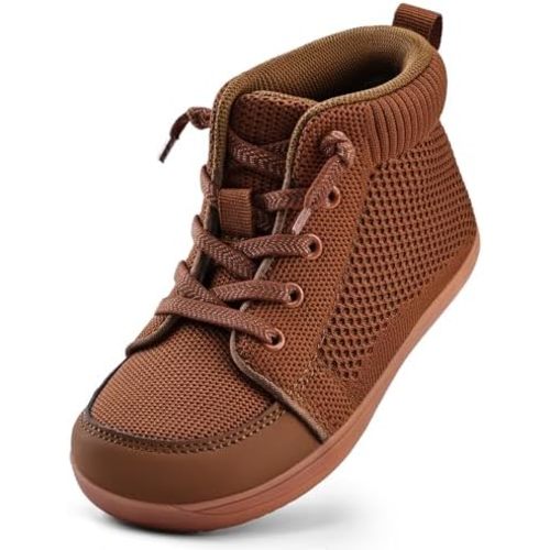 WateLves Toddler Little Kids Wide Barefoot Shoes Girls Boys Lightweight Boots Minimalist High Top Walking Shoes Breathable Comfort-Forward Ankle Support