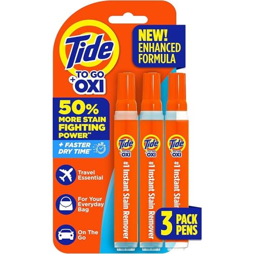Tide Pen Stain Remover for Clothes, Tide To Go Pen, Instant Stain Remover Pen & Spot Cleaner, Portable & Travel-Friendly, Works on Food & Drink Stains, Fits in Purses & Bags, 3 Count (Pack of 1)