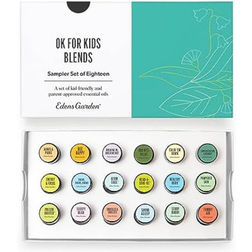 Edens Garden OK for Kids Blends Essential Oil 18 Set, Pure Aromatherapy Sampler Pack (for Diffuser) - Set of 18