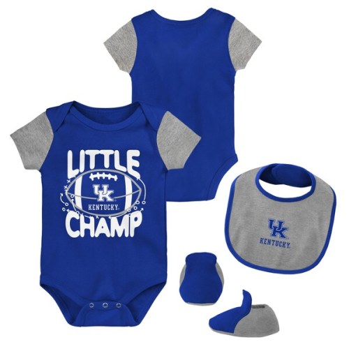 Kentucky Wildcats Newborn & Infant Little Champ Bodysuit, Bib & Booties Set - Royal/Heather Gray