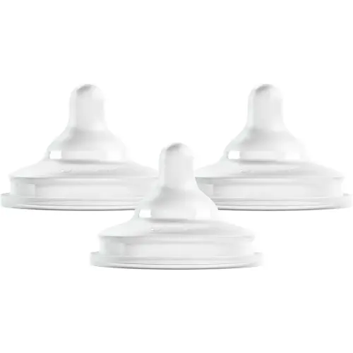Boon Nursh Curve Silicone Baby Bottle Nipples - Platinum Food-Safe Silicone Bottle Nipples – Medium Flow Nipples for Baby Bottles - Baby Bottle-Feeding Supplies - 3 Count