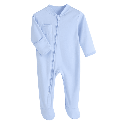 GEYEHUG Baby Boys Pajamas Long Sleeve Zip Front Non Slip Footed Sleeper Organic Cotton