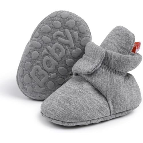 Sawimlgy Newborn Infant Baby Girl Boy Cotton Booties Stay On Sock Slippers Soft Bedroom Shoes Non-Skid Ankle Boots With Grippers Toddler Crib Warm Shoe First Walker Birthday Shower