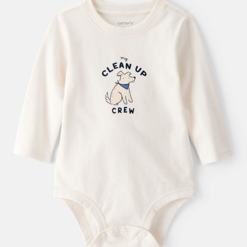Ivory Baby Cotton Long-Sleeve Graphic Bodysuit - White | Carter’s Oshkosh Canada