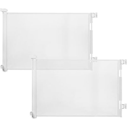 dearlomum 2 Pack Retractable Baby Gate,Mesh Baby Gate or Mesh Dog Gate,33" Tall,Extends up to 55" Wide,Child Safety Gate for Doorways, Stairs, Hallways, Indoor/Outdoor(White,33"x55"