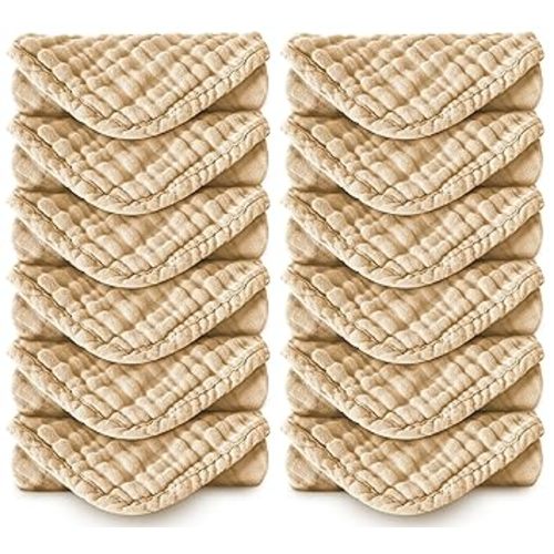 Muslin Burp Cloths 100% Cotton Large 20''x10'' Extra Soft and Absorbent Baby Wash Cloths Spit Up Rags - Baby Burping Cloth for Boys Girls Items(12 Pack Green)