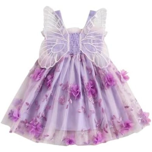 Toddler Baby Girl Butterfly Wings Dress Princess Sleeveless Tulle Butterfly Wing Skirt Birthday Party Tutu Dress