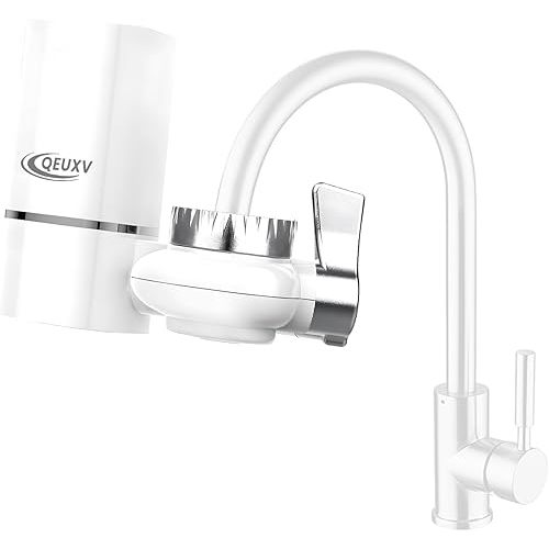 Water Filter for Sink Faucet with Universal Adapter, Removes 99% of Lead, 800 Gal Tap Water Filter System for Kitchen Sink, Reduce Chlorine, 1 Washable Durable Ceramic Filter