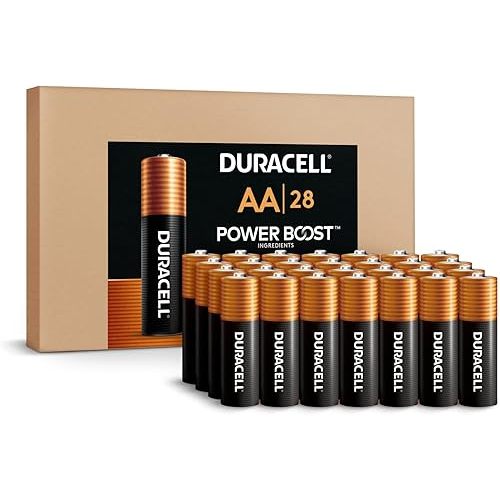 Duracell Coppertop AA Batteries with Power Boost ingredients, 28 Count (Pack of 1). Re-closable pack for quick, easy access and organized storage. Double A Battery with Long-lasting Power
