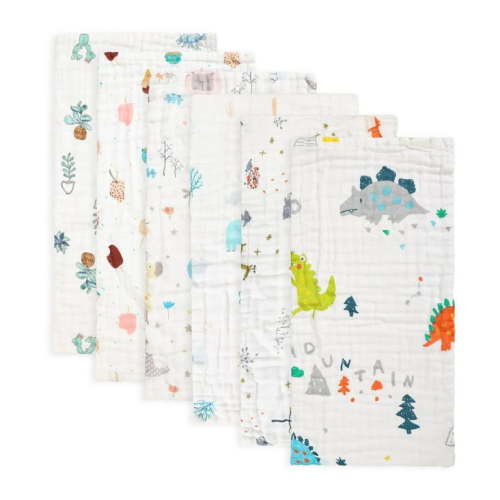 FOOK FISH Muslin Baby Burp Cloths, 6 Pack, 20'' x 10'', Premium Cotton, Ultra Soft, Absorbent, Unisex