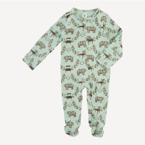 long sleeve two way zipper footie | bears & chairs | organic cotton jersey