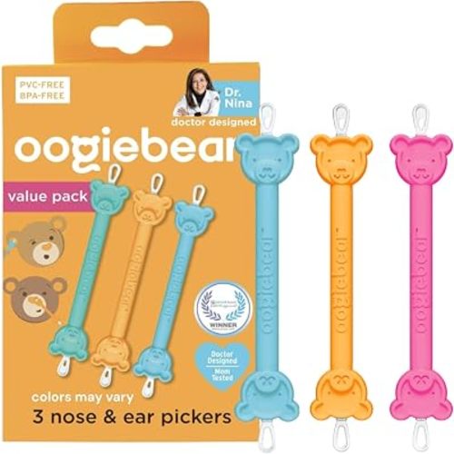 oogiebear Baby Nose & Ear Picker, 3-Pack with Pouch, Colors May Vary