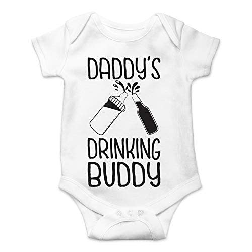 Belle Homie Daddy's Drinking Buddy - Funny Baby Essentials Bodysuit - Infants Outfit Newborn Unisex Rompers