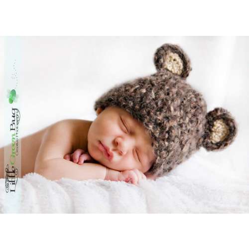 Baby Hat READY Baby Boy Hat - Baby Bear Hat Made with Soft Mohair Blend Yarn