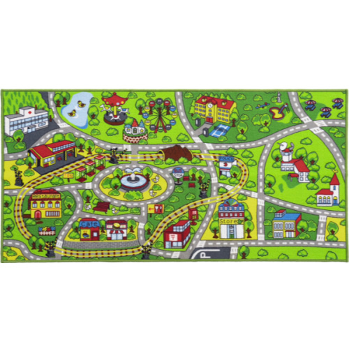 City Series Green Roadway Kids Rug for Playtime | Booooom Jackson