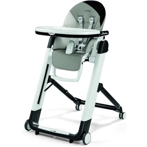 Peg Perego Siesta, Grow With Baby Folding High Chair & Recliner, Height Adjustable, Quick Clean & Easy Push Wheels For Babies & Toddlers, Made in Italy, Palette Grey (Grey)