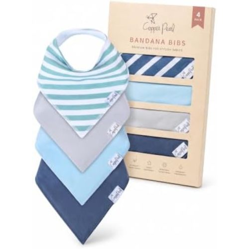 Copper Pearl Baby Bibs 4 Pack, Bandana Drool Bibs for Baby Girl & Boy, Soft Cotton Bibs for Drooling and Teething