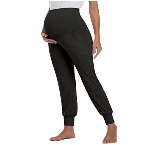Awdenio Women's Maternity Jeans Pants Solid Color Trousers Over The Belly Pregnancy Yoga Sports Clothes Long Pants