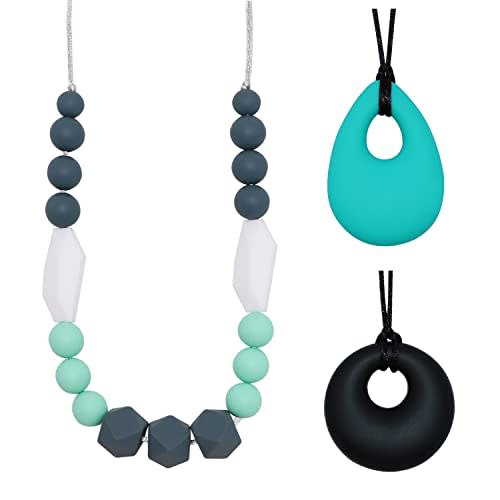Sensory Chew Necklaces for Boys Girls, Silicone Chewy Necklace Sensory Toys for Kids with Autism Anxiety ADHD SPD, Sensory Chew Toys Reduce Chewing Biting Fidgeting for Adult Chewer