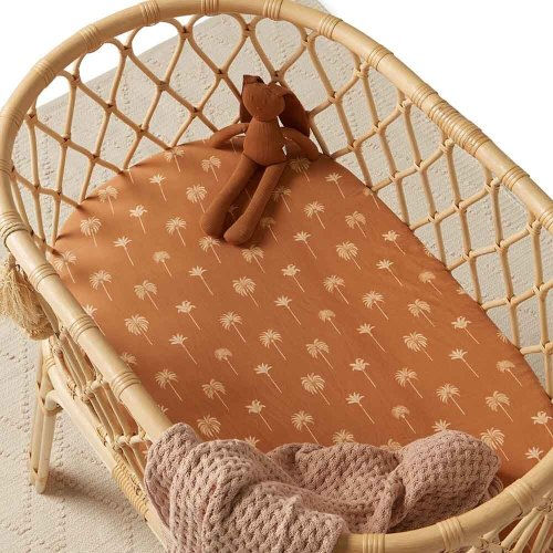Bronze Palm Organic Bassinet Sheet / Change Pad Cover