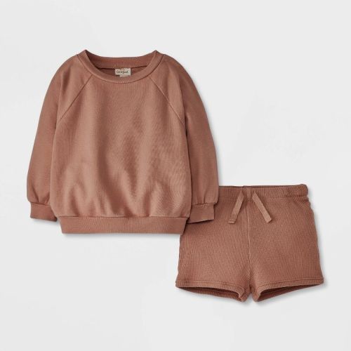 Baby Waffle Sweatshirt & Shorts Set - Cat & Jack™ Green Newborn