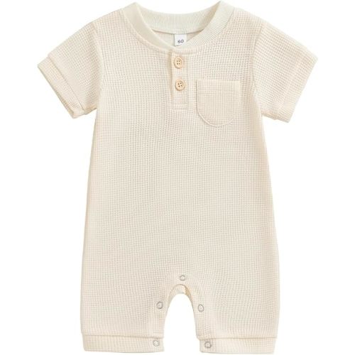Kuriozud Newborn Infant Unisex Baby Boy Girl Clothes Button Romper Jumpsuit Basic One Piece Outfits
