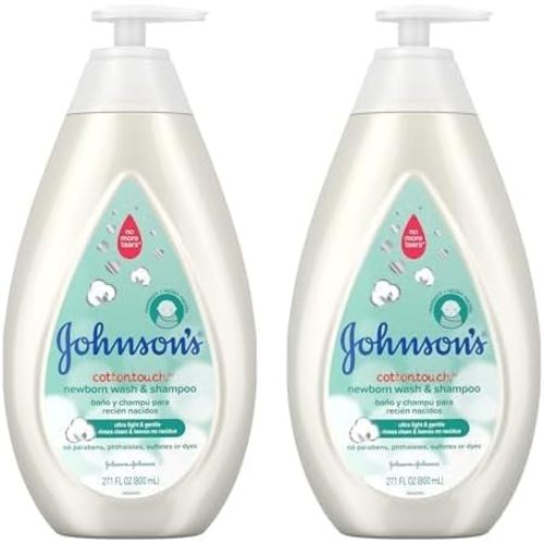 Johnson's Baby CottonTouch Newborn Baby Wash & Shampoo with No More Tears, 27.1 Fl Oz (Pack of 2)