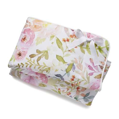 Blush Watercolor Floral Crib Rail Cover