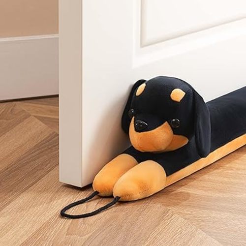 Sunolga Door Draft Stopper for Bottom of Door and Window, Weighted Cute Animal Seal Strip for Wind, Noise, Light, Dust, Door Snake and Sweep for Home Essentials Decorative, 38" Air Blocker, Black Dog