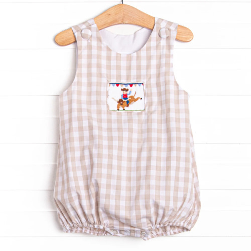 Rodeo Rider Smocked Bubble, Tan – Stitchy Fish