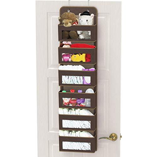 Simple Houseware Over Door/Wall Mount 6 Clear Window Pocket Organizer, Brown