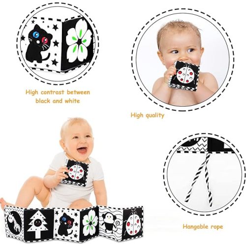 Duewry KaPing Black and White Baby Toys 0-3 Months, Baby Sensory Toys, High Contrast Baby Cards, Soft Book for Infant Toddler Newborn, Tummy Time Toys for Babies 0-6 Months - ladybug