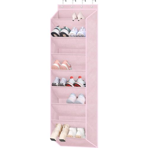SLEEPING LAMB Over The Door Shoe Organizer for Closet, Kids Sneaker Storage for Hanging Shoe Rack for Door with Large Deep Pockets for Toddler, Girl, Baby Room Decor, Pink