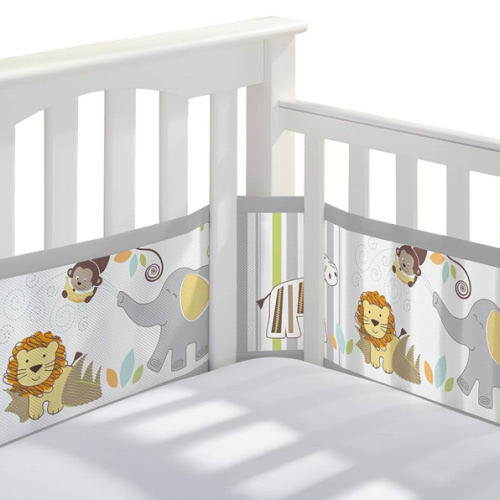 BreathableLiner for Cribs, Classic 3mm Mesh, Safari Fun