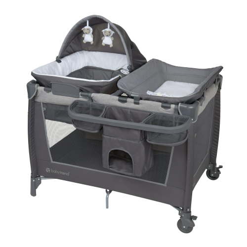 Baby Trend Simply Smart 2.0 Nursery Center Playard with Bassinet and Travel Bag – Shale Grey