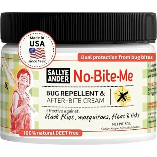 SALLYEANDER No Bite Me Natural Bug & Insect Repellent Lotion - DEET-Free Anti-Itch Cream - Safe for Kids, Infants & Adults - Repels Mosquitoes, Black Flies, and Fleas - Made in USA, 8oz