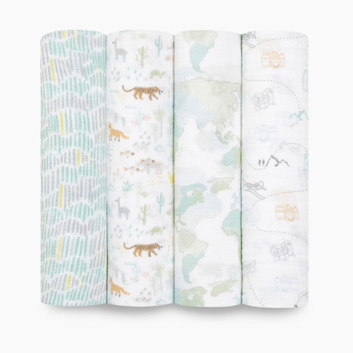 Aden + Anais Essentials Cotton Muslin Swaddles (4 Pack) - Voyager