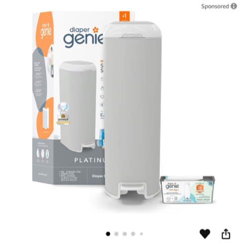 Diaper Genie Select Pail (Grey) is Made of Durable Stainless Steel and Includes 1 Starter Square Refill That can Hold up to 165 Newborn-Sized Diapers.