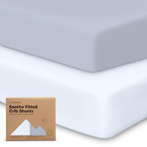KeaBabies 2-Pack Organic Crib Sheets for Boys, Girls, Jersey Fitted Baby Crib Sheets Neutral, Cotton Breathable Crib Sheet, Cute Printed Crib Mattress Sheet, Baby Mattress Sheets (Blue Flax)