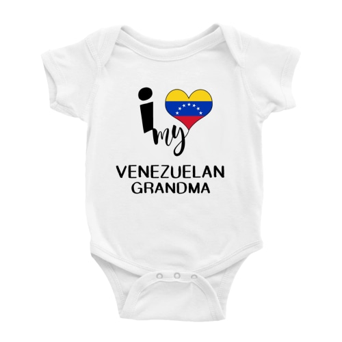 I Heart My Venezuelan Grandma Venezuela Love Flag Baby One-Pieces (White, 12-18 Months)