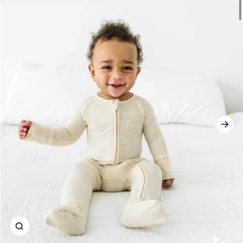 Heather Oatmeal Ribbed Zippy - Little Sleepies