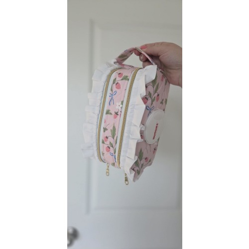 Strawberry Diaper and Wipe Pouch with Ruffles