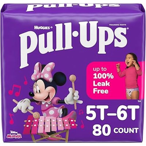 Pull-Ups Girls' Potty Training Pants, Size 5T-6T Training Underwear (46+ lbs), 80 Count (2 Packs of 40)