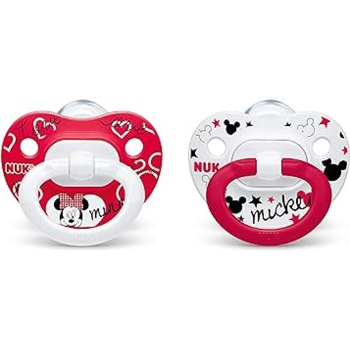 NUK Disney Minnie Mouse Orthodontic Pacifiers, 0-6 Months, 2 Count (Pack of 1)