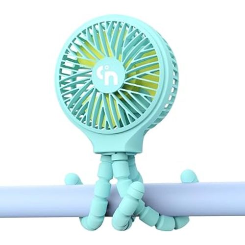 WEGA Stroller Fan Rechargeable Portable Fan Battery Operated Car Seat Baby Fan,3 Speeds Clip on Fan,USB Personal Fan for Crib Treadmill HomeOffice and Travel (Blue)