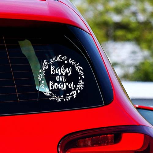 Baby on Board Floral Car Decal, Custom Car Decal, Baby Car Decal, Funny Mothers Day Gift, New Parent Baby Shower Gift Idea