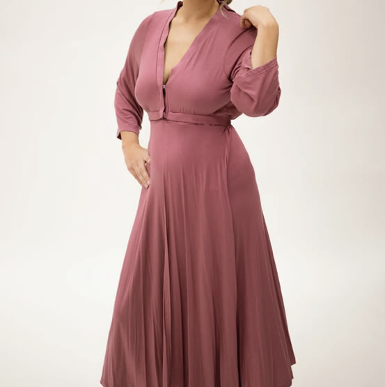 Lila Labor & Postpartum Gown in Dusty Rose